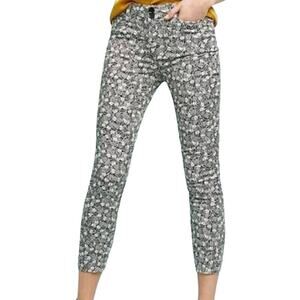 Anthropologie Pineapple Print Bowery Ankle Pant Size 8R EUC Black White Novelty